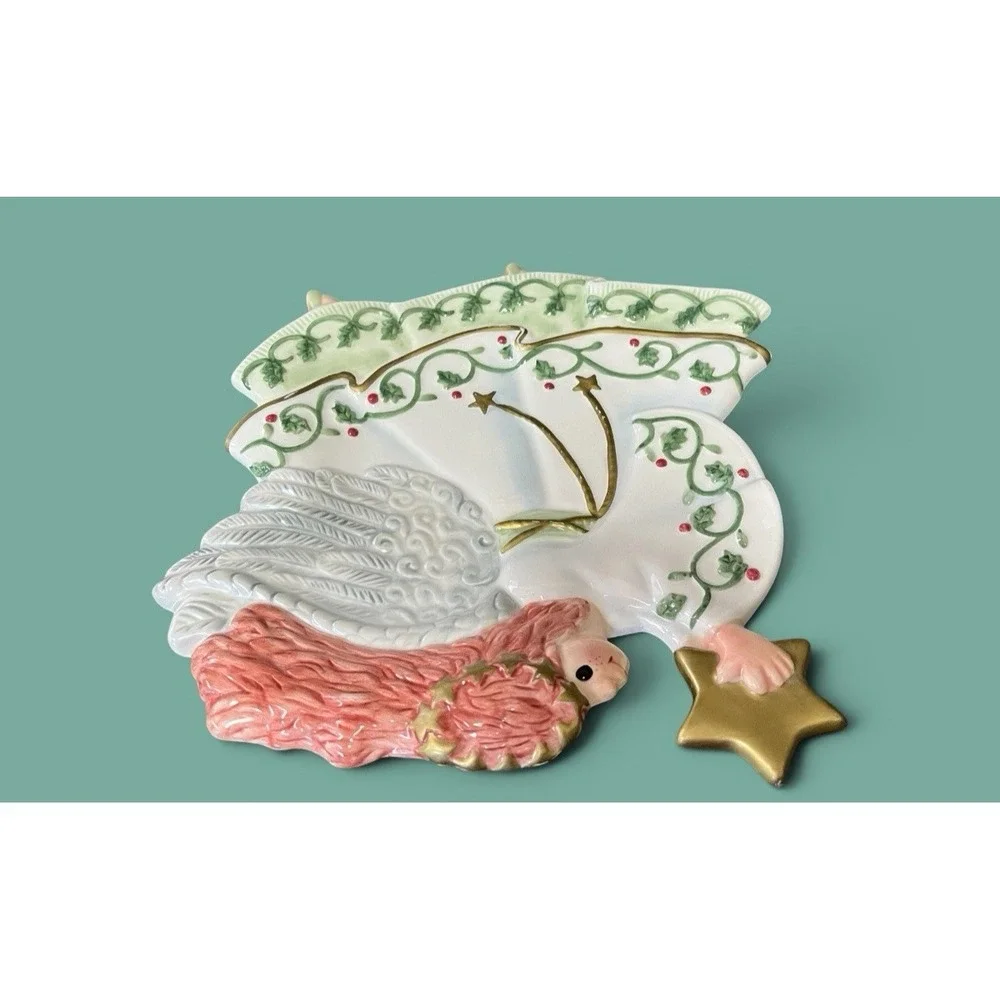 Fitz & Floyd Essentials Moonbeams Angel Canape Serving Decorative Plate 2003 Vtg